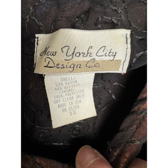 Vintage New York City Design Co Woman's 1X Copper Sheer Black Embroidered Blouse - Picture 4 of 8